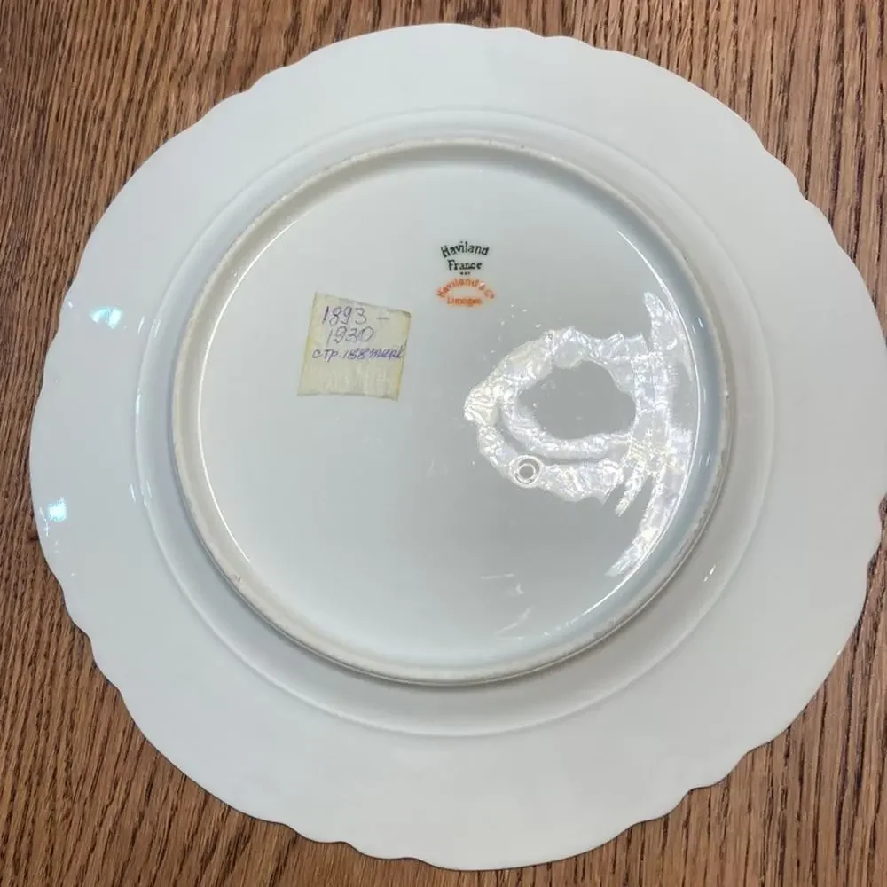 4 Antique Haviland Limoges Luncheon Plates with Pink Apple Blossoms - Picture 6 of 9